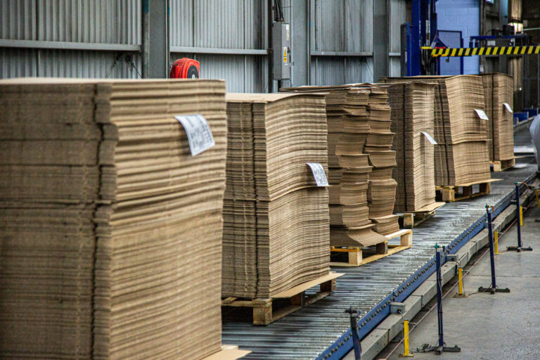 pallets of cardboard packaging