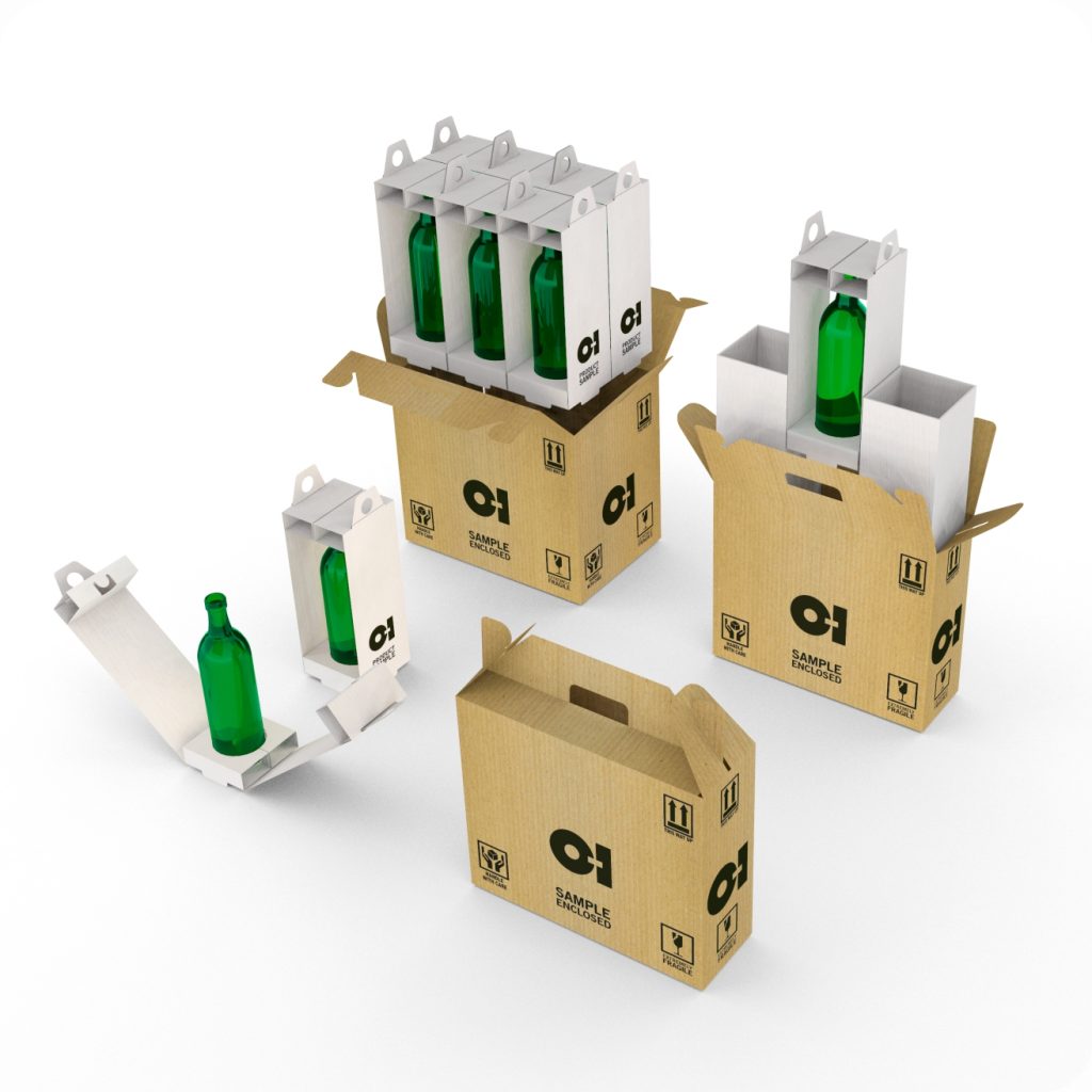 A mock up/conceapt design for ensuring glass bottles stay safe through the use of cardboard boxes